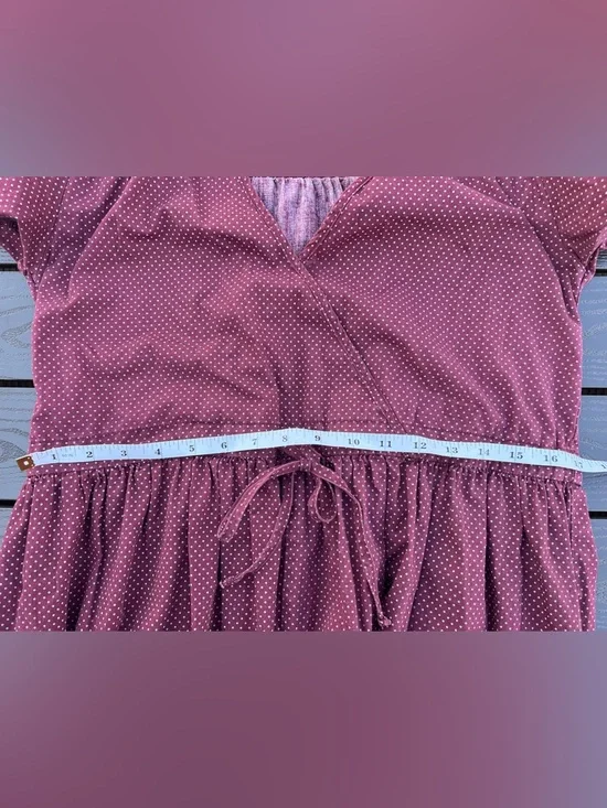 Christy Dawn Burgundy Polka Dot Tie-Waist Dawn Midi Dress - Picture 8 of 10